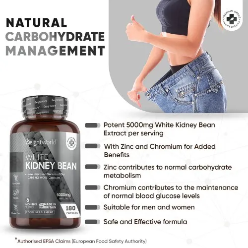 White Kidney Bean Extract Natural Carb Blocker Supplement 180