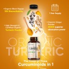 Features of our Organic Turmeric with Ginger and Black Pepper Capsules