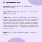 Ingredients and directions to use our Alpha Lipoic Acid Capsule supplement